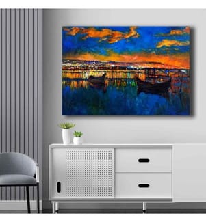 Quadro decorativo su tela, multicolore, tela, cornice in legno di pino