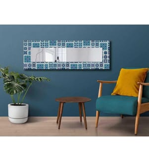 Dekorativer Spiegel, Blau, Marineblau, Weiss, Spiegel