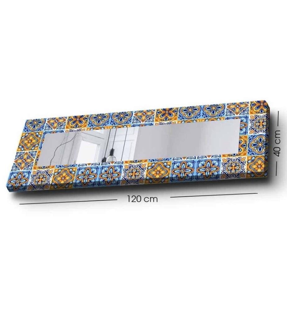 Specchio decorativo, Blu, Blu navy, Senape, Bianco, Specchio