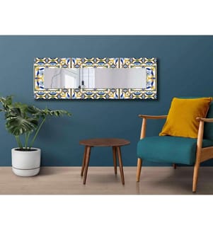 Dekorativer Spiegel, Blau, Marineblau, Gelb, Weiss, Spiegel