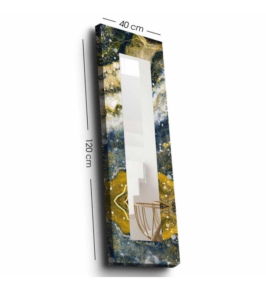 Decorative Mirror, Mustard, Navy Blue, White, Mirror