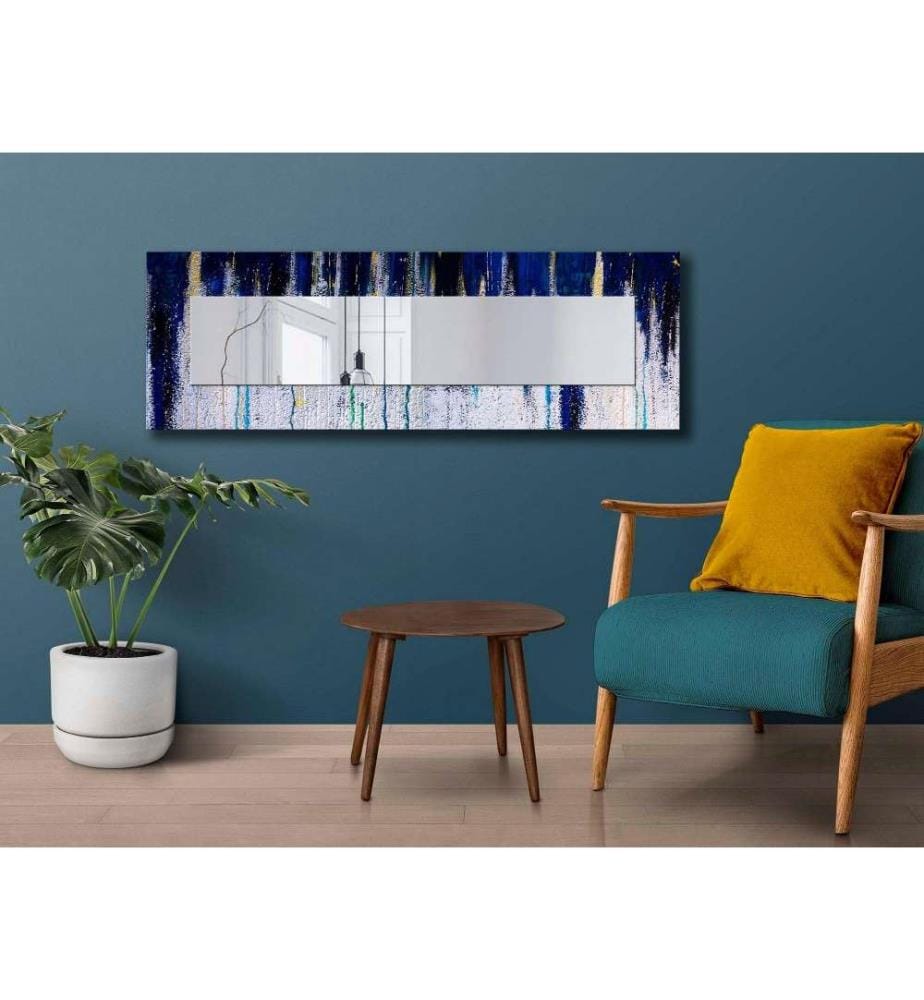 Specchio decorativo, Blu Sax, Blu Navy, Oro, Bianco, specchio