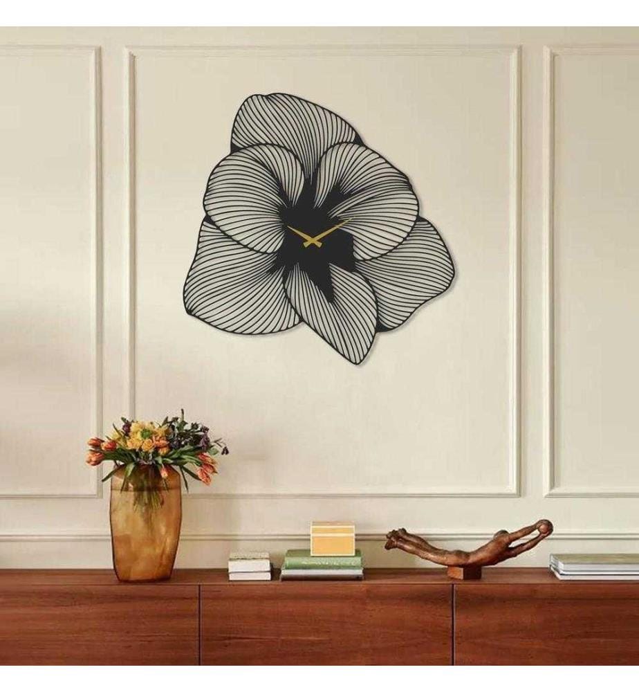 Decorative Metal Wall Clock, Black, Steel
