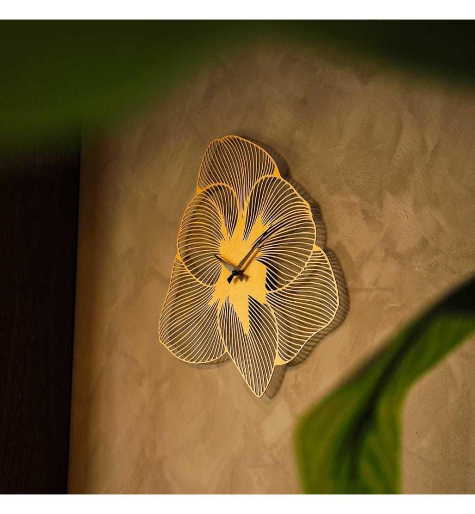 Decorative Metal Wall Clock, Gold, Steel