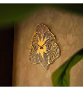 Decorative Metal Wall Clock, Gold, Steel