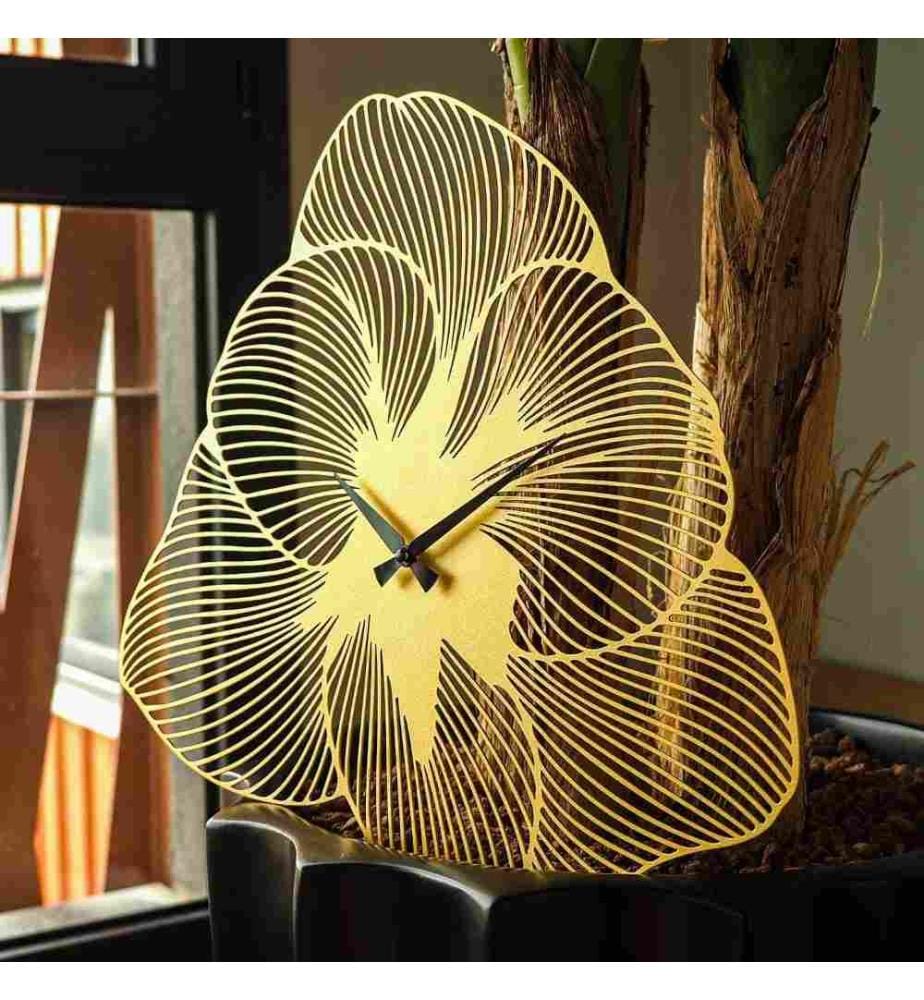 Decorative Metal Wall Clock, Gold, Steel