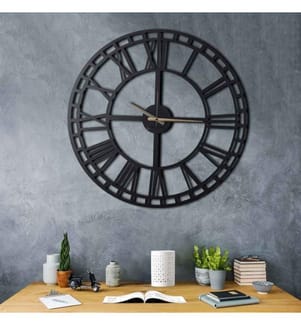 Dekorative Wanduhr aus Metall, Schwarz, Metall