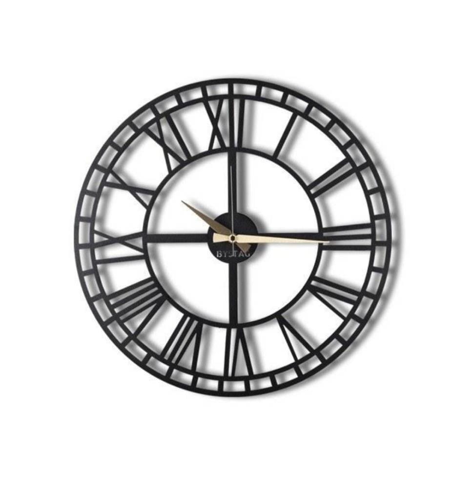 Decorative Metal Wall Clock, Black, Metal