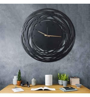Dekorative Wanduhr aus Metall, Schwarz, Metall
