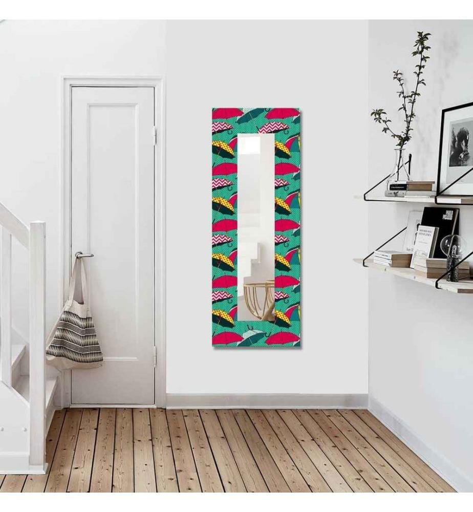 Dekorativer Spiegel, Multicolor, Leinwand auf Mdf