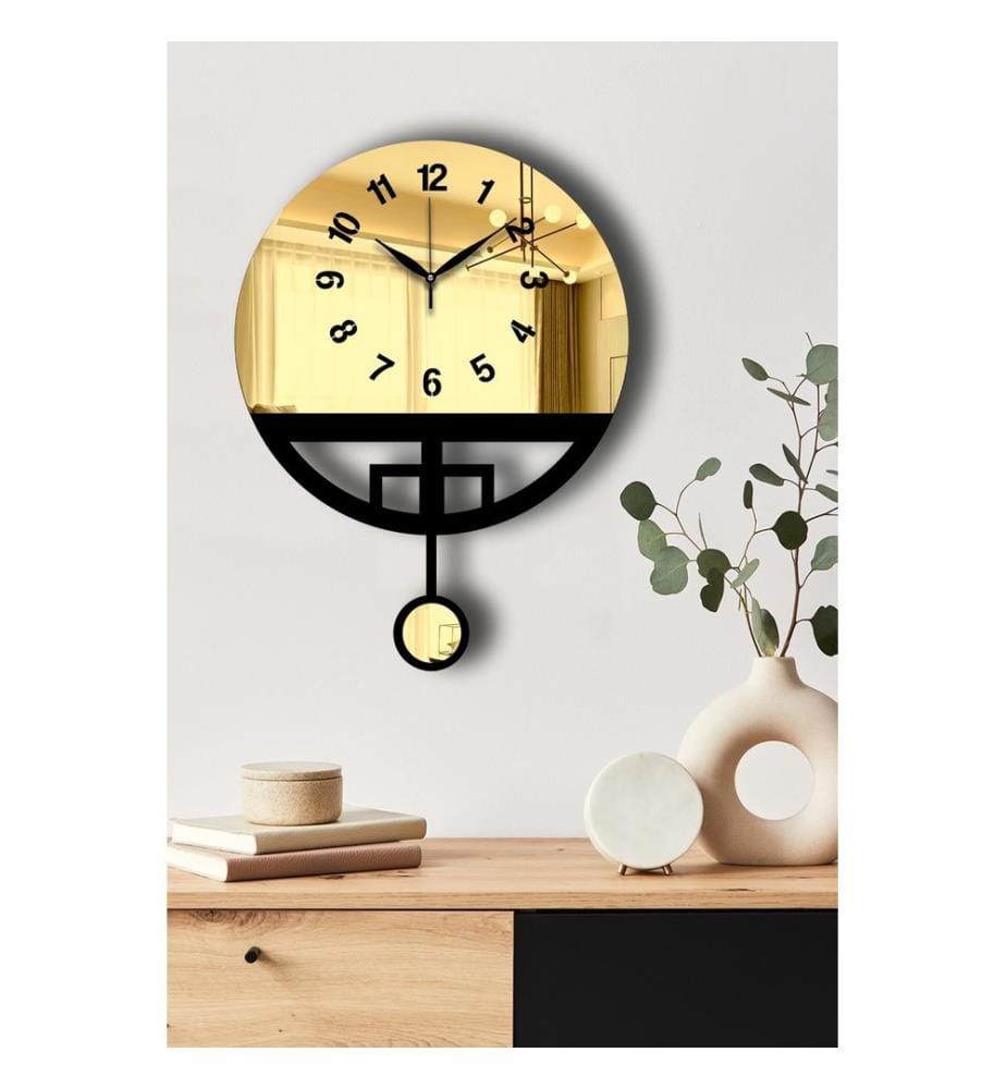 Decorative Wall Clock, Gold, Black, MDF / ACRYLIC