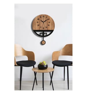Horloge murale décorative, noyer, noir, 100 % MDF