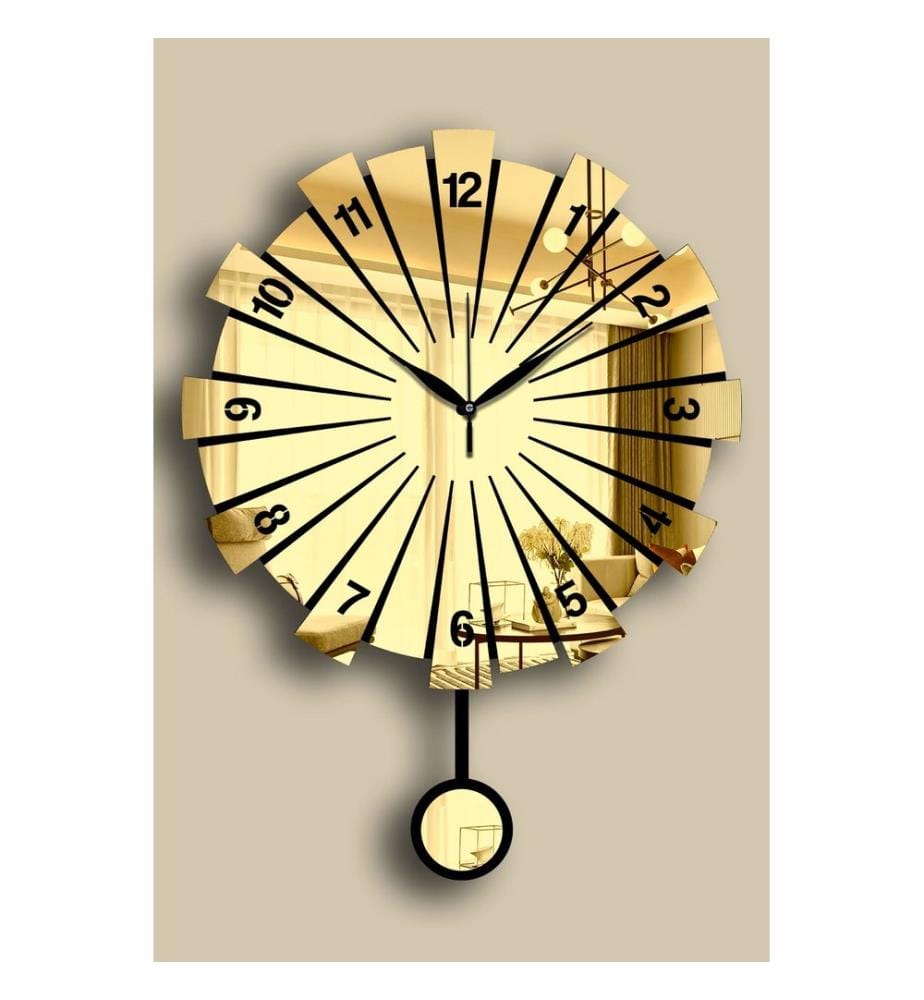 Decorative Wall Clock, Gold, MDF / ACRYLIC