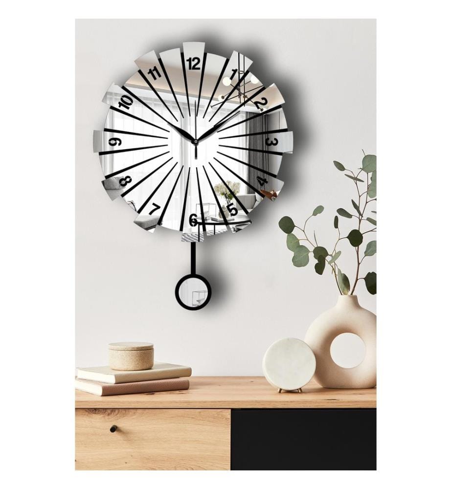 Decorative Wall Clock, Silver, MDF / ACRYLIC