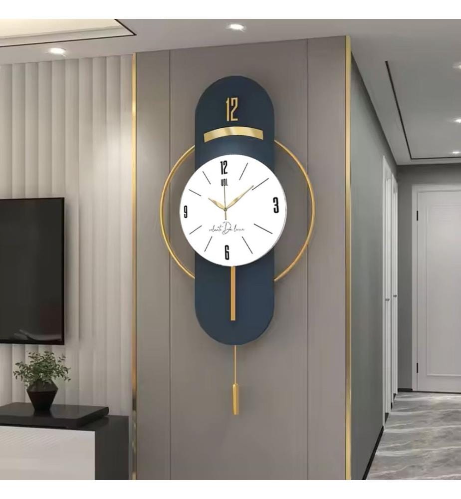 Decorative Wall Clock, Navy Blue, 100% MDF & Steel