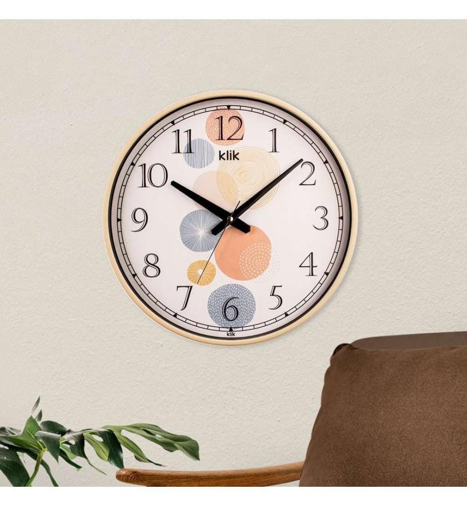 Decorative Wall Clock, Beige, 90% PLASTIC / 10% GLASS