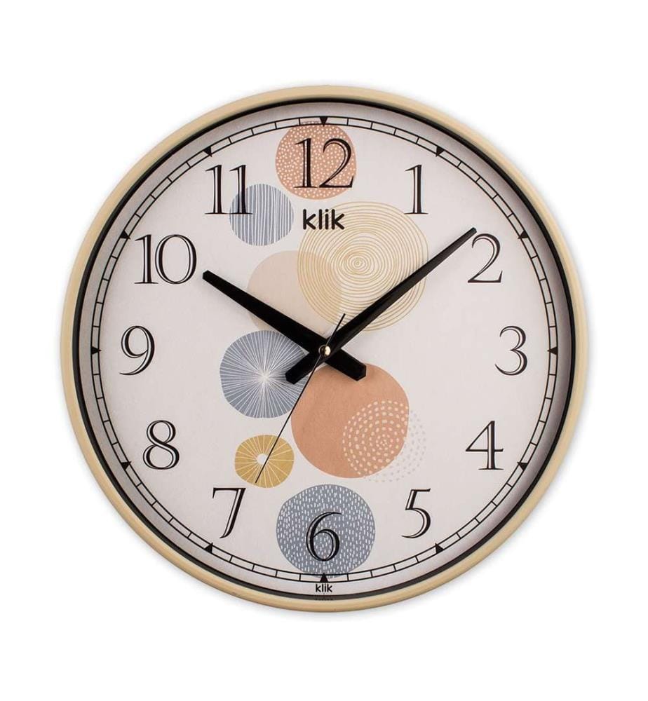 Decorative Wall Clock, Beige, 90% PLASTIC / 10% GLASS