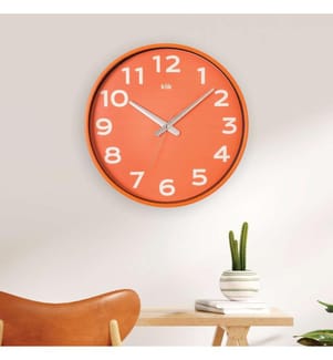 Horloge murale décorative, orange, 90 % plastique / 10 % verre