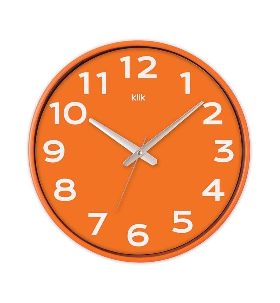 Decorative Wall Clock, Orange, 90% PLASTIC / 10% GLASS