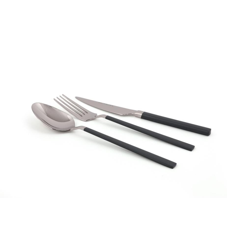 Besteck-Set, 18-teilig, Anthrazit-Silber, Edelstahl