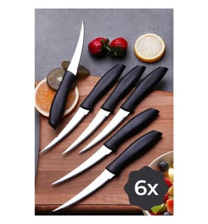 Set di coltelli, 6 pezzi, nero, argento, acciaio