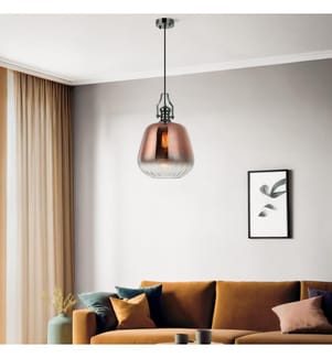 Chandelier, Cobalt, METAL BODY, Glass Cap