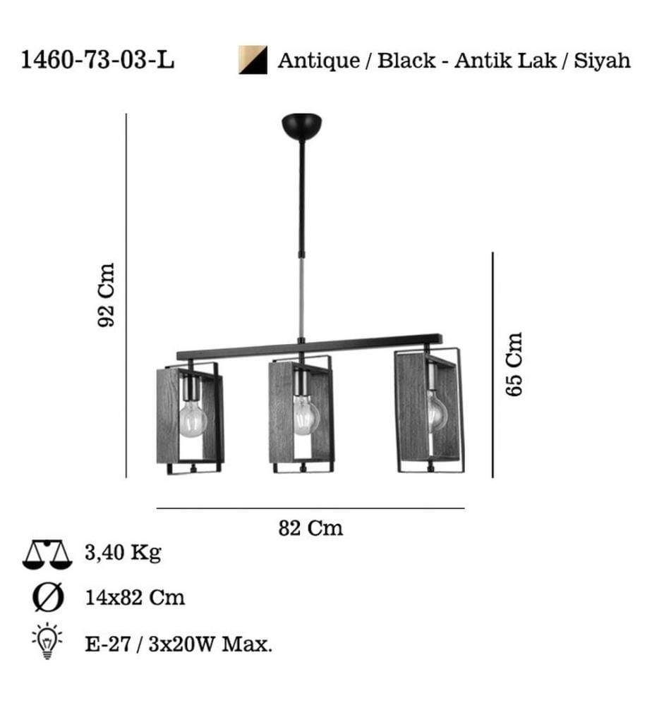 Kronleuchter, Antik, Schwarz, Metallkörper, Holzkappe