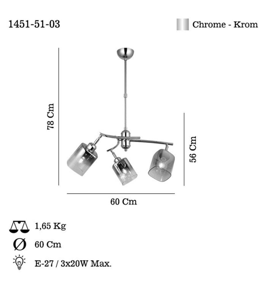Kronleuchter, Chrom, Metallkörper, Glaskappen