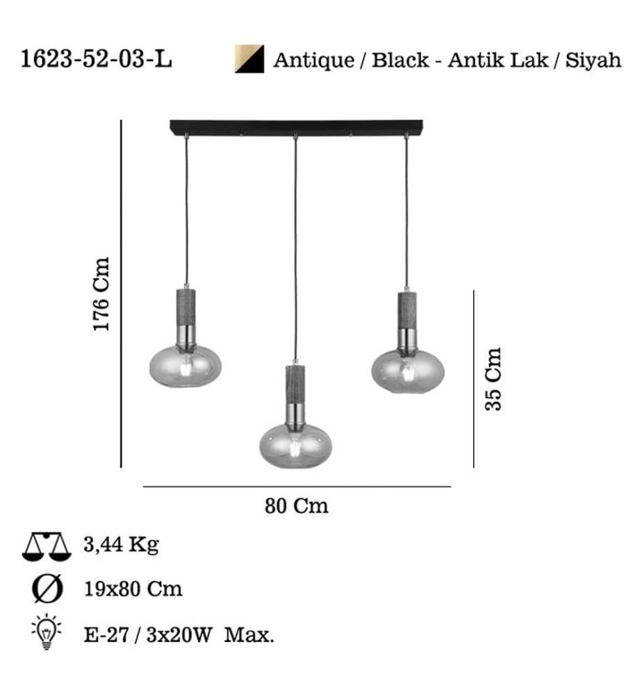 Kronleuchter, Antiklack, Metallkörper, Glaskappe