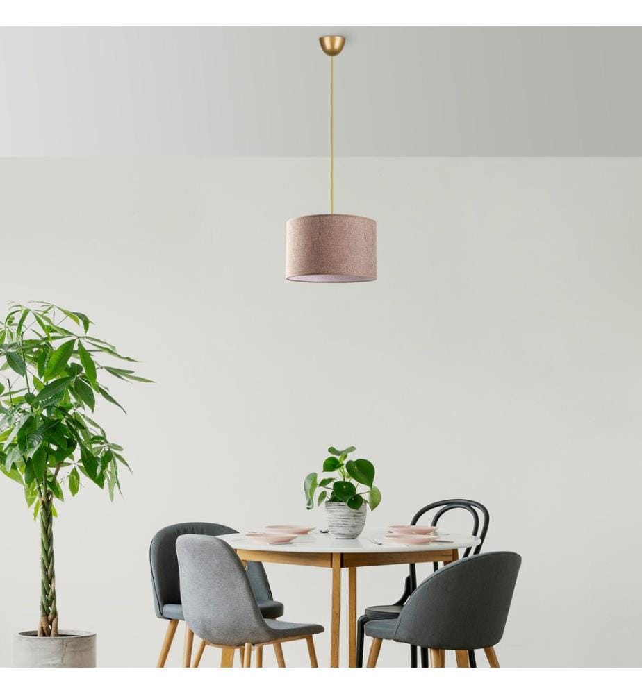 Kronleuchter, Beige, Metallgehäuse, Baumwollkappe