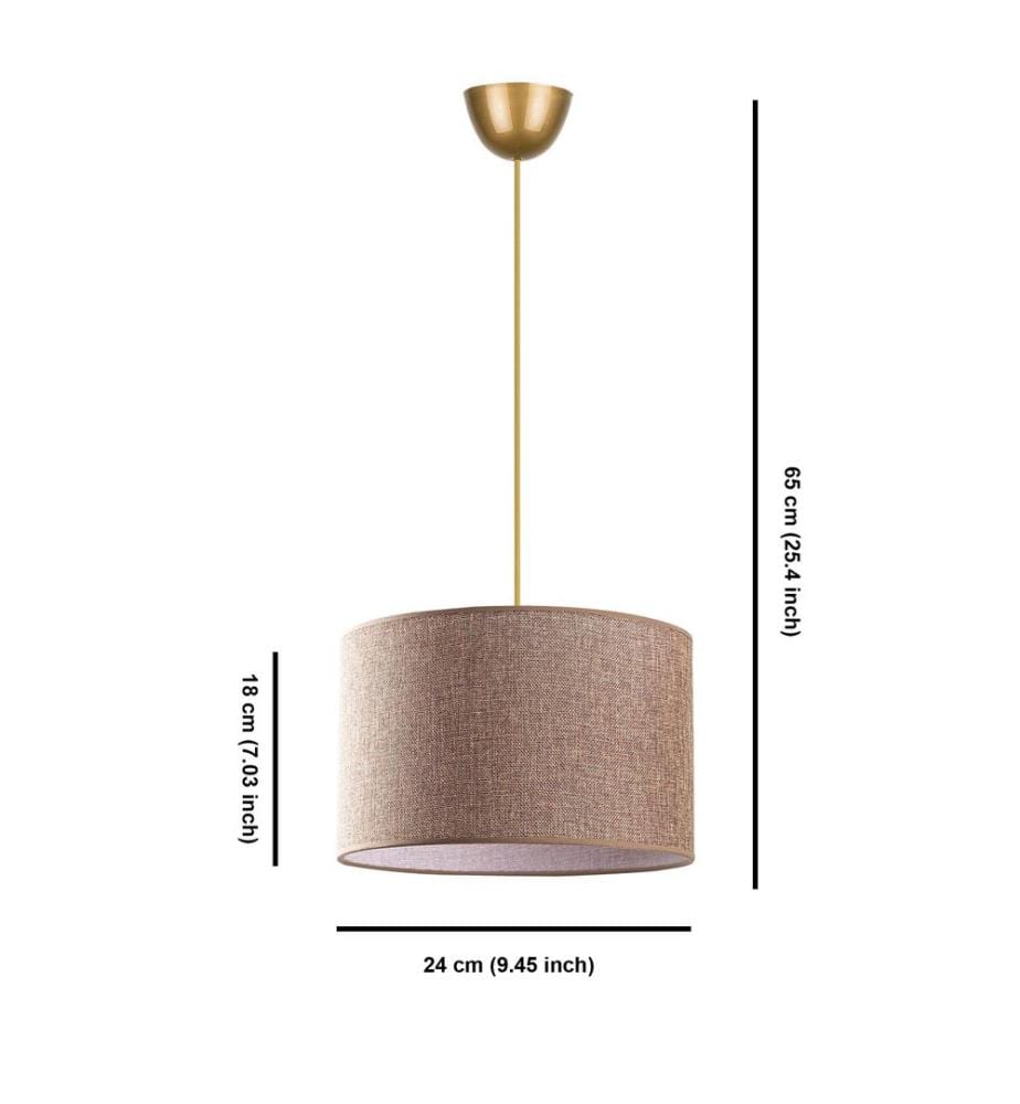 Kronleuchter, Beige, Metallgehäuse, Baumwollkappe