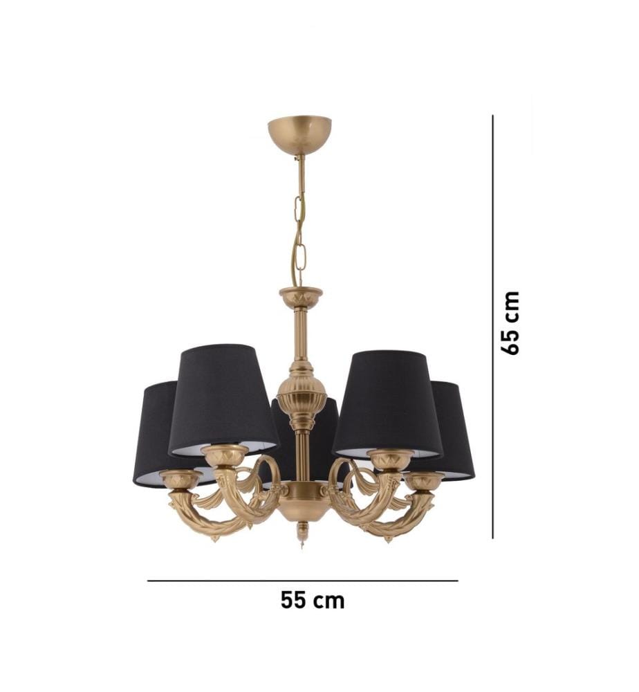 Kronleuchter, Schwarz, Gold, Metallkörper, PVC-Kappe