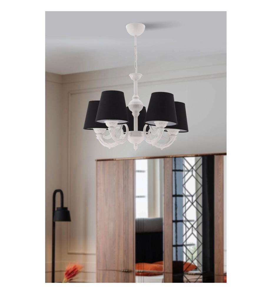 Kronleuchter, Schwarz, Weiss, METALLKÖRPER, PVC-Kappe