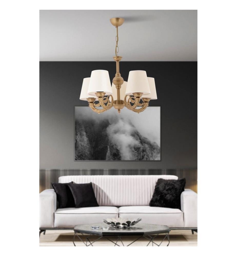 Kronleuchter, Creme, Gold, METALLKÖRPER, PVC-Kappe