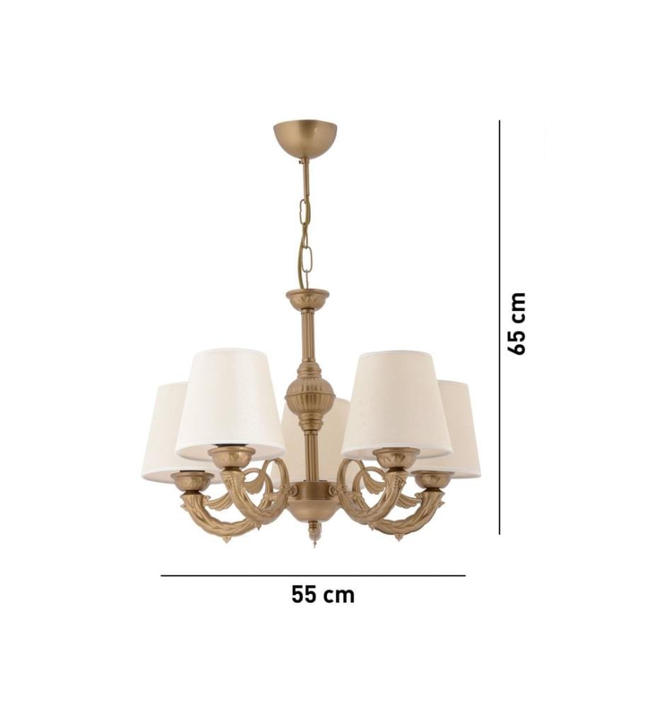 Kronleuchter, Creme, Gold, METALLKÖRPER, PVC-Kappe