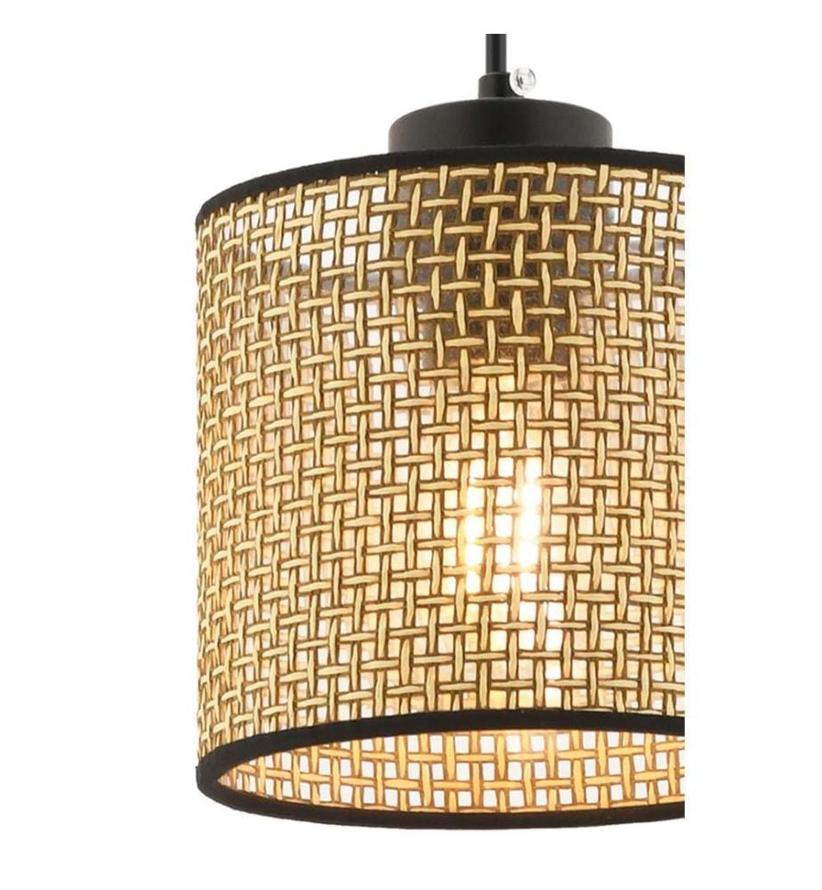 Kronleuchter, beige, Metallkörper, Baumwollkappe
