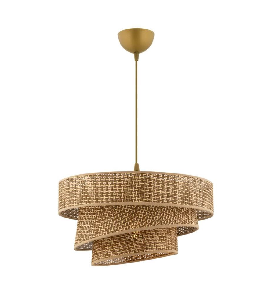 Kronleuchter, beige, Metallkörper, Baumwollkappe