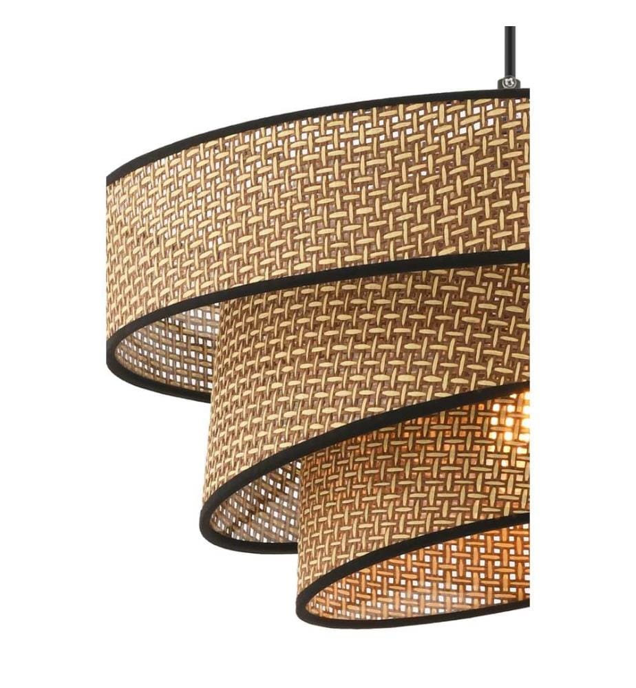 Kronleuchter, Beige, Schwarz, Metallkörper, Baumwollkappe