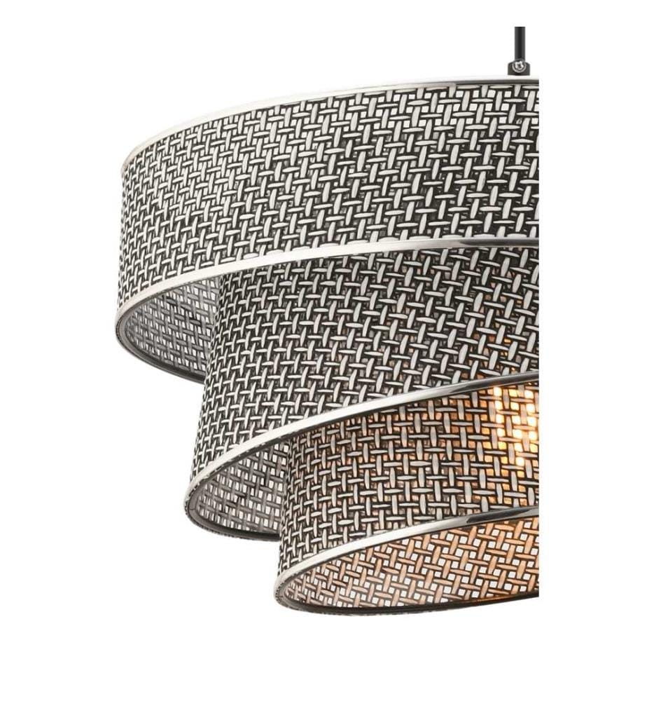 Kronleuchter, grau, Metallkörper, Baumwollkappe