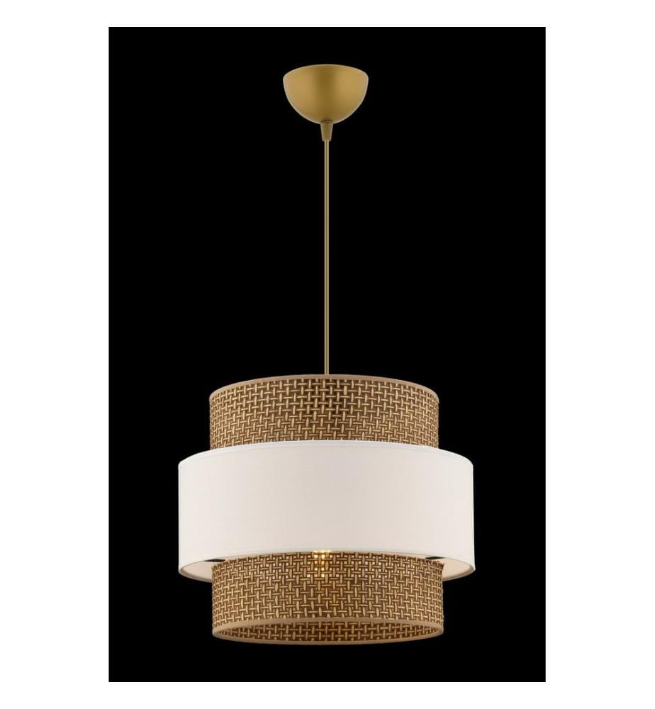 Kronleuchter, Beige, Weiss, Metallkörper, Stoffkappe