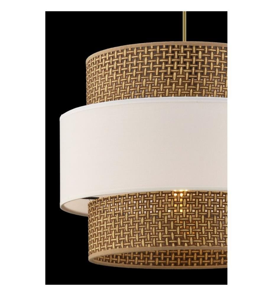 Kronleuchter, Beige, Weiss, Metallkörper, Stoffkappe