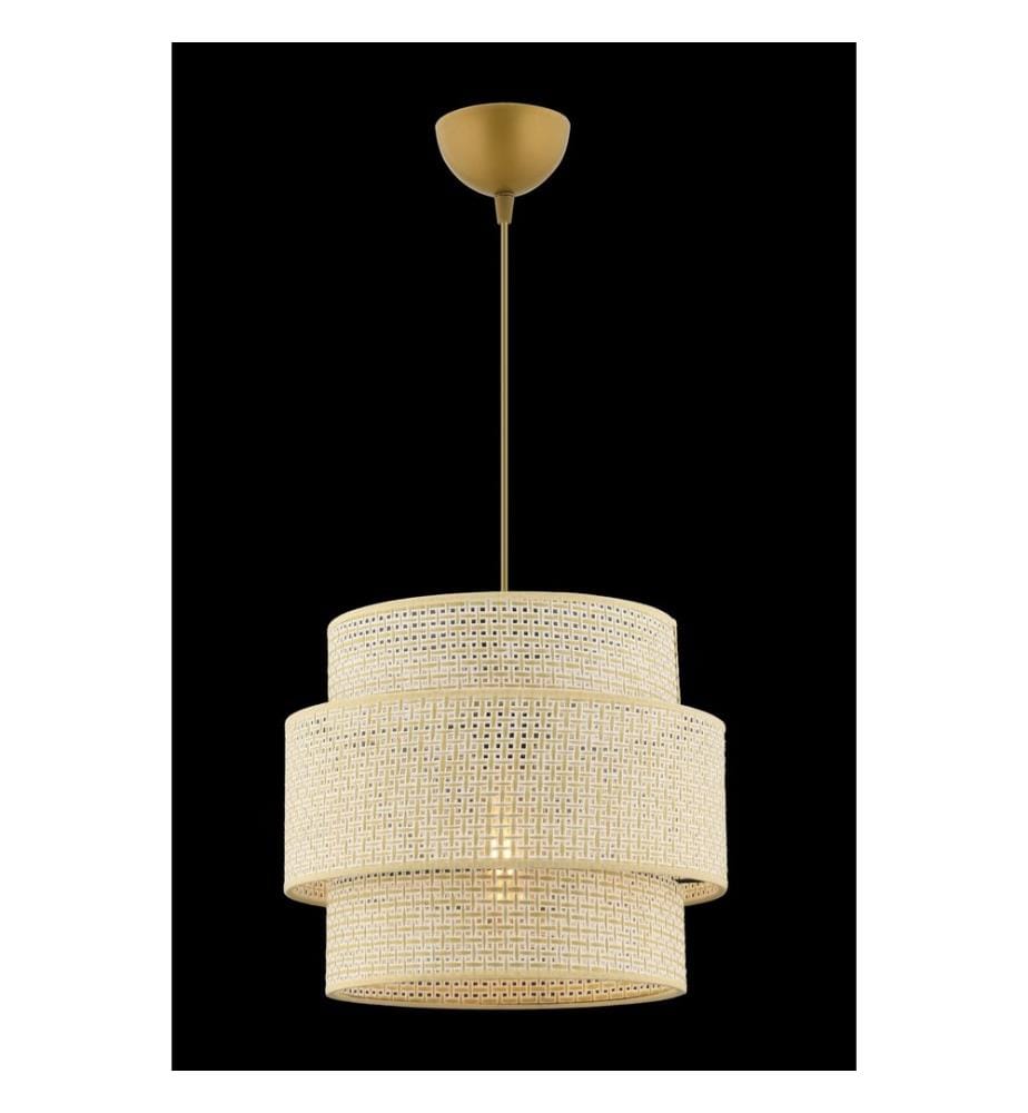 Kronleuchter, Creme, METALLKÖRPER, Stoffkappe