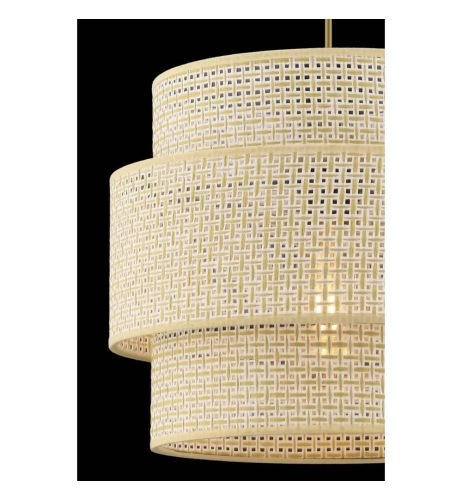 Kronleuchter, Creme, METALLKÖRPER, Stoffkappe