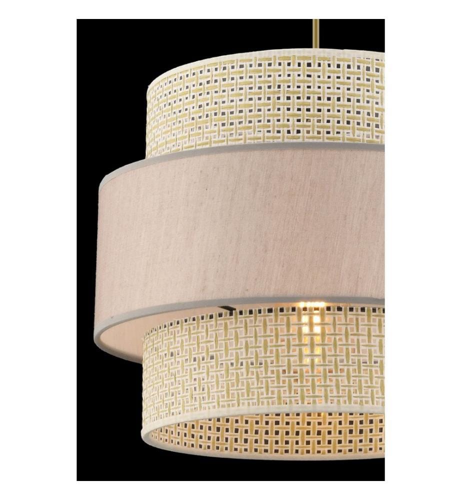 Kronleuchter, Creme, Beige, Metallkörper, Stoffkappe