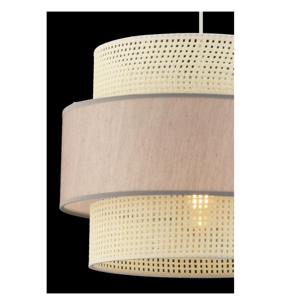 Kronleuchter, weiss, beige, Metallkörper, Stoffkappe