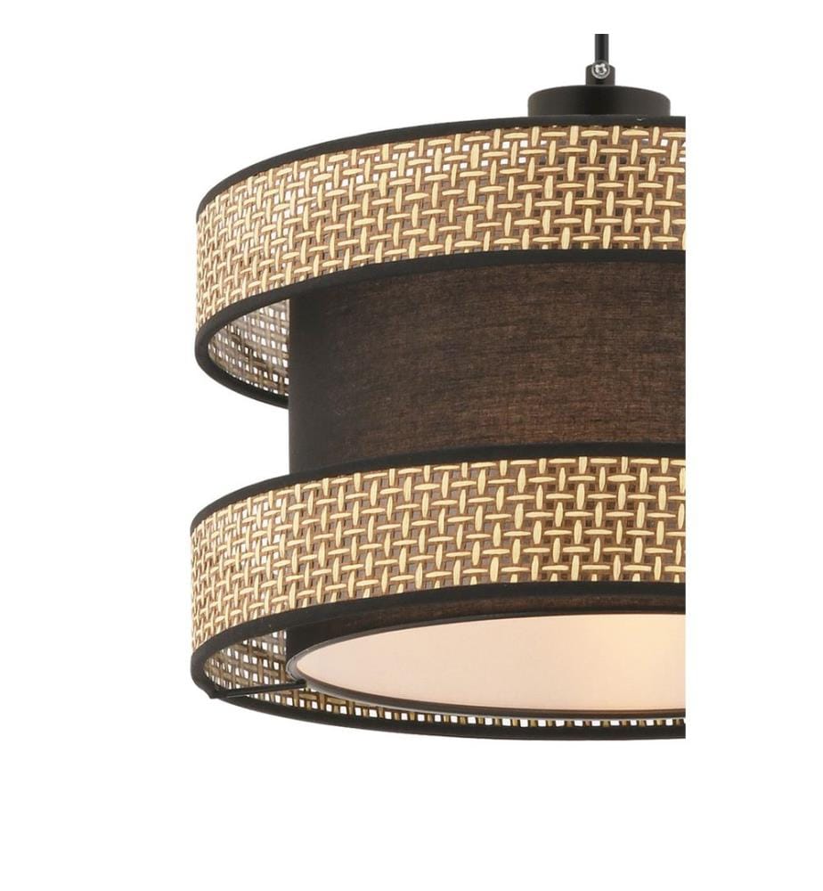 Kronleuchter, Beige, Schwarz, Metallkörper, Baumwollkappe