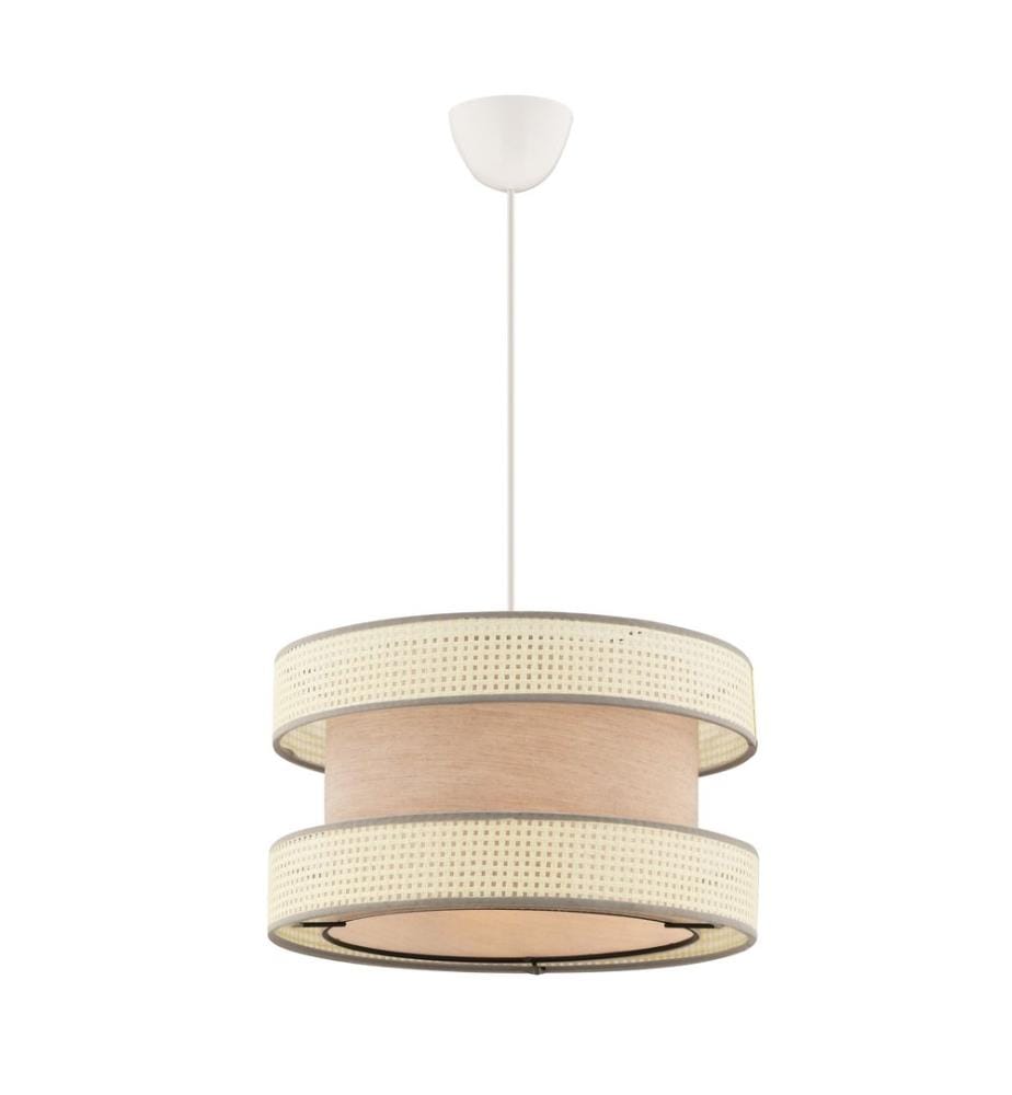 Kronleuchter, weiss, beige, Metallkörper, Baumwollkappe