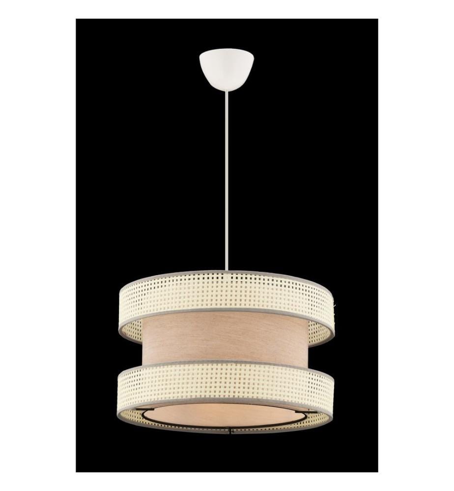 Kronleuchter, weiss, beige, Metallkörper, Baumwollkappe