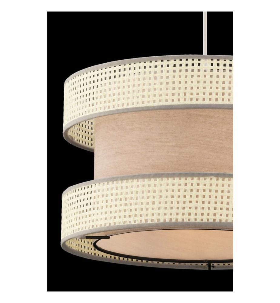 Kronleuchter, weiss, beige, Metallkörper, Baumwollkappe
