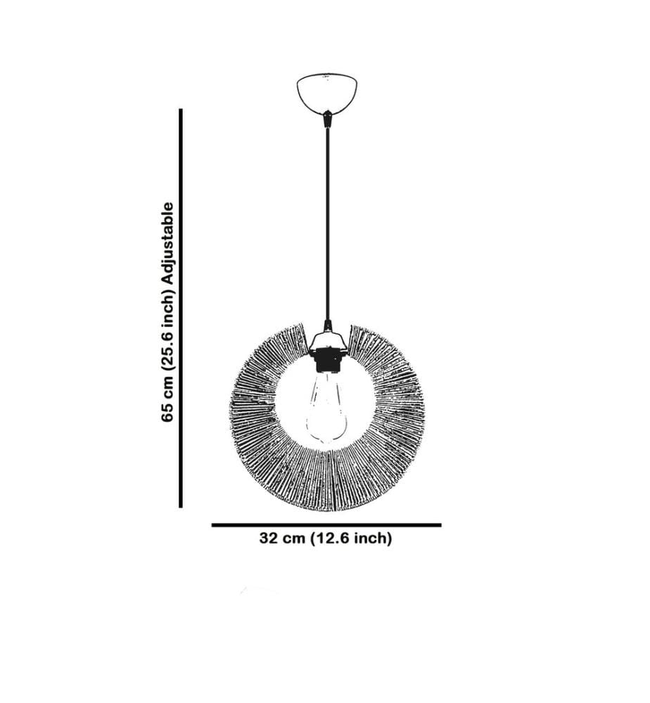 Lustre, blanc, CORPS EN MÉTAL, capuchon en macramé